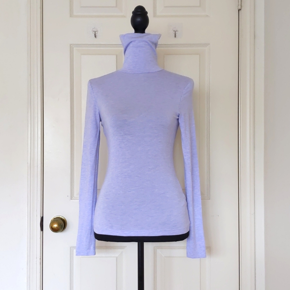 NWOT. H&M Rayon and Spandex Multicolor Light Purple Turtleneck Long Sleeve Top.